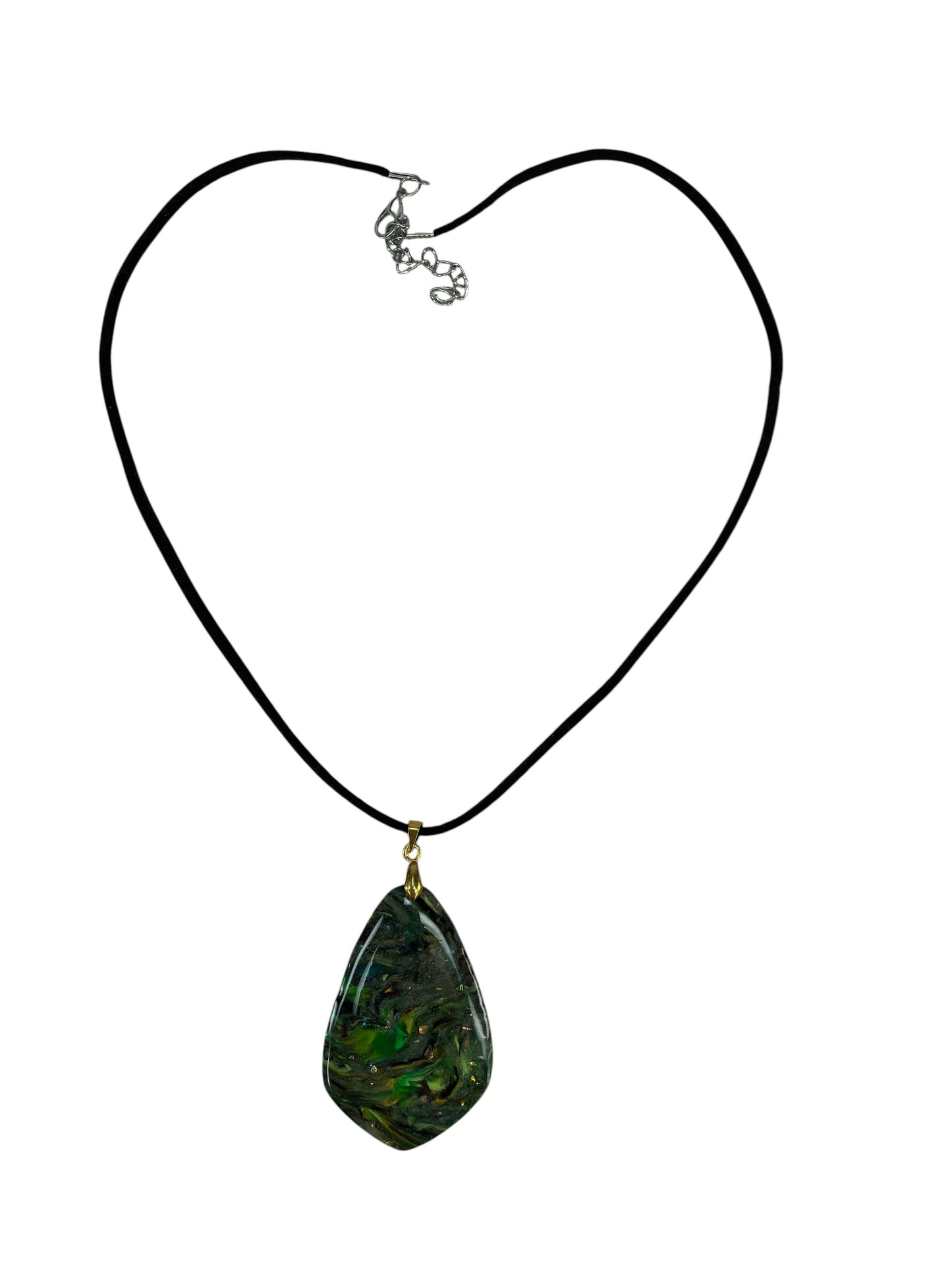 Deep emerald green, smoky charcoal, mossy olive Necklace