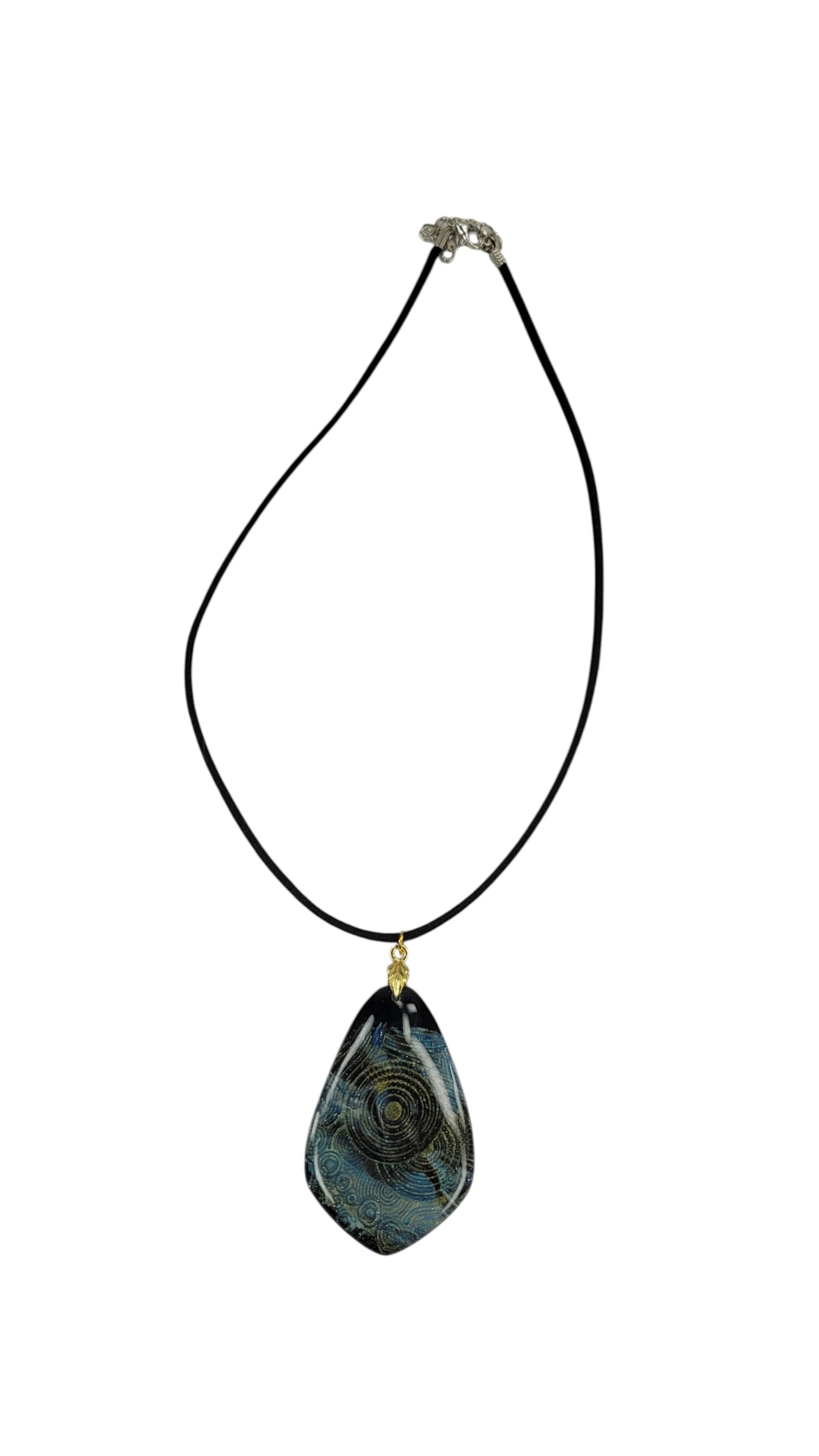 Mysterious pendant swirls with deep ocean blues Necklace