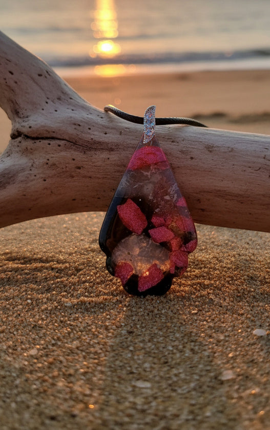 Quietly dramatic with bursts of crimson Necklace
