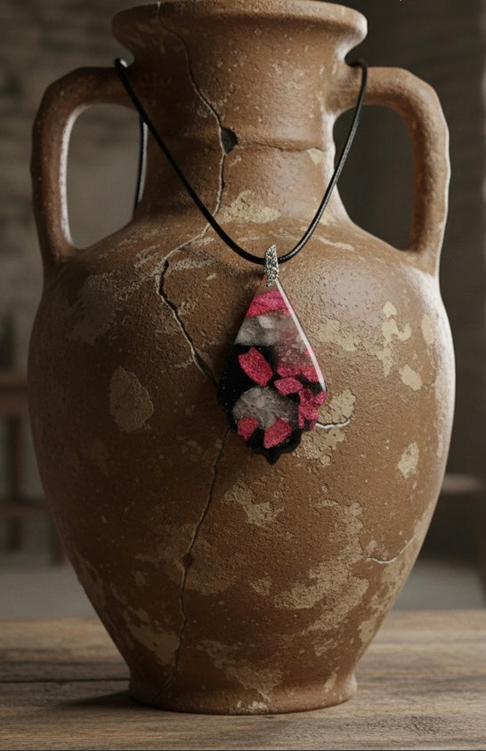 Quietly dramatic with bursts of crimson Necklace