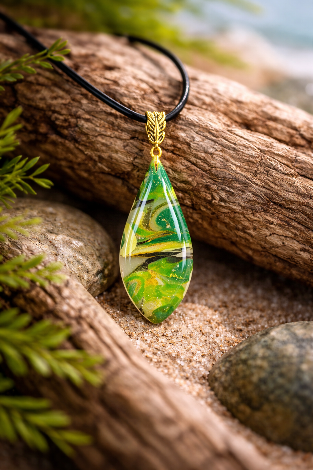Green, yellow, and translucent Necklace