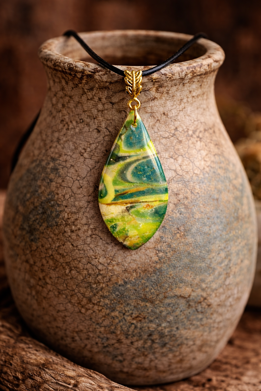 Green, yellow, and translucent Necklace