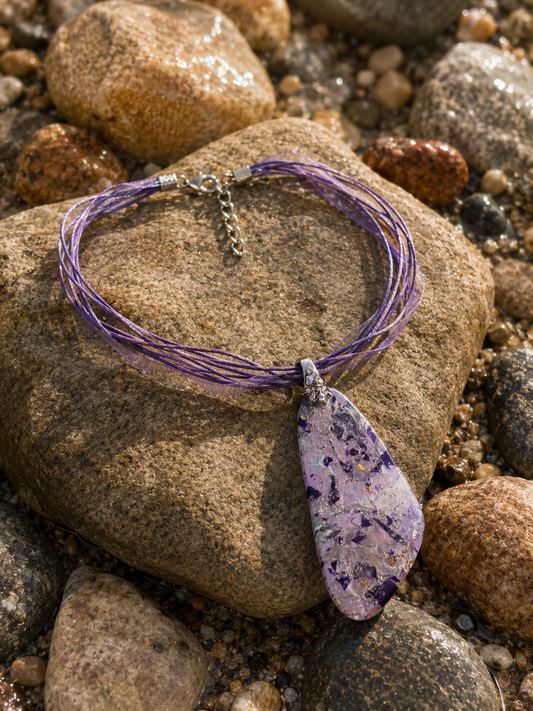 Lavender pendant with layers of soft violet, lilac, and deep plum Necklace