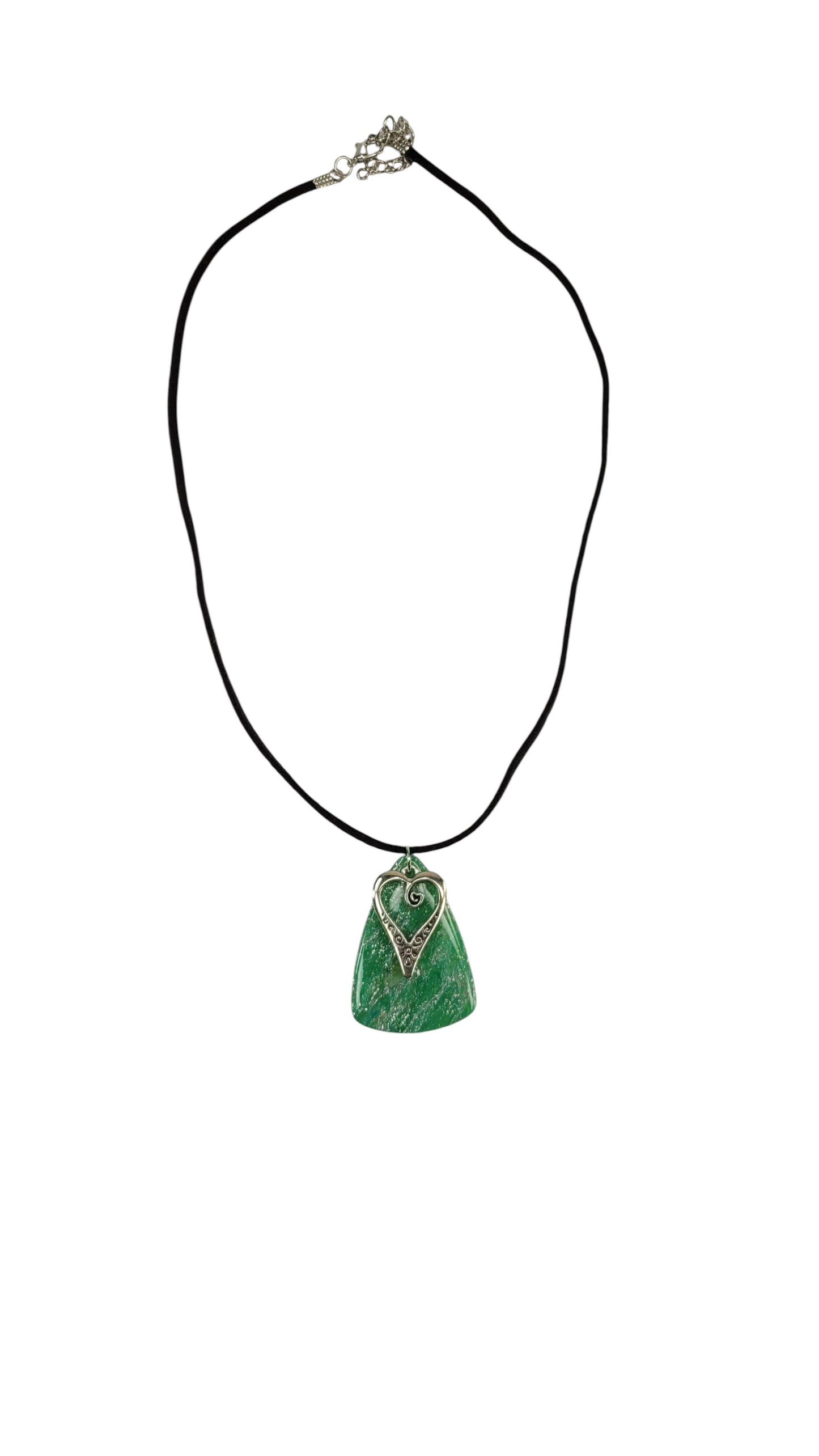 Unique green SET with 3 different charms Necklace and Earrings