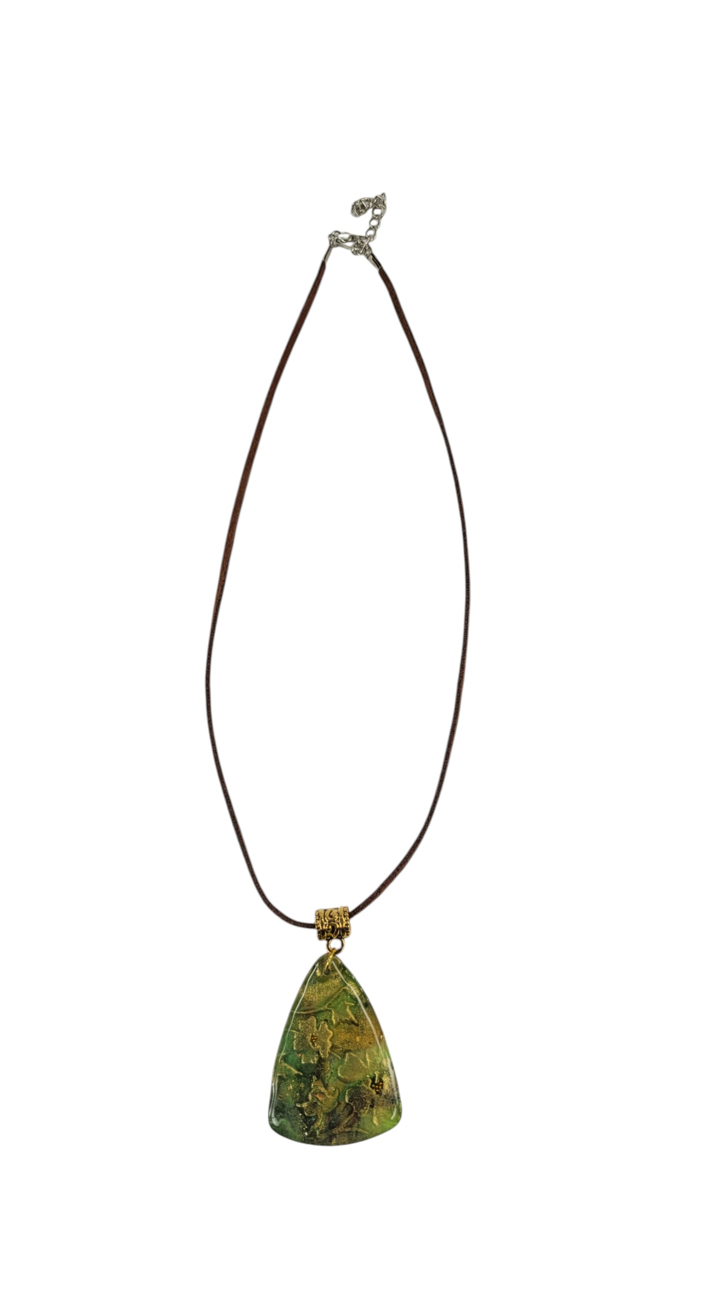Deep moss, soft olive with warm touches of gold flowers Necklace