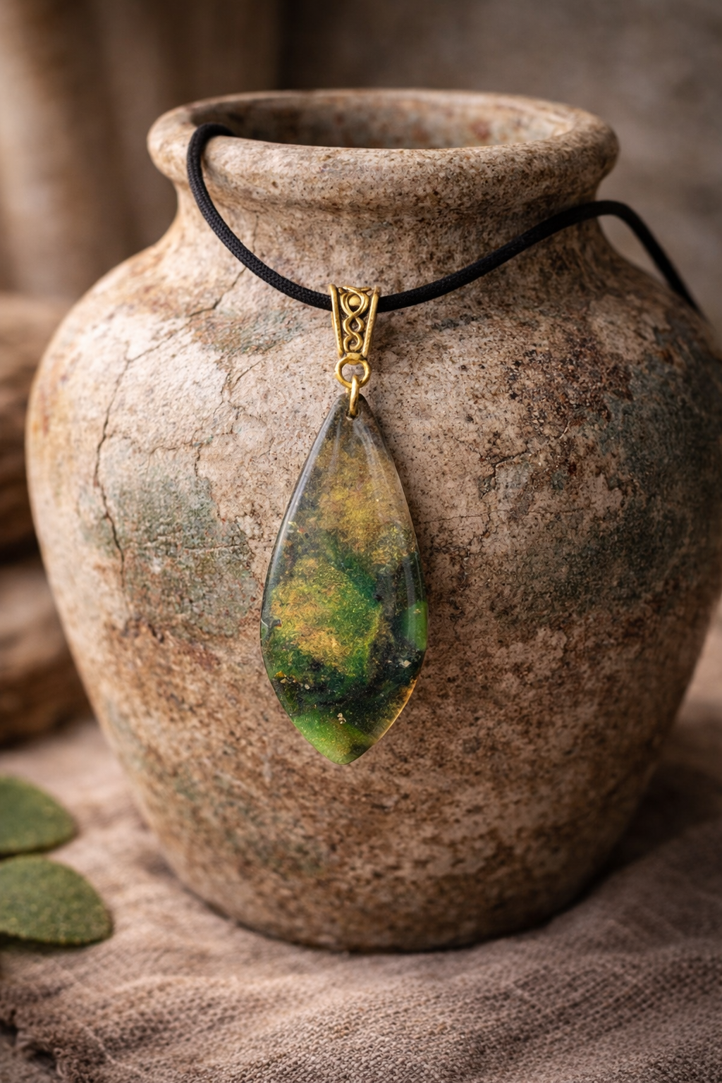 Flowing tones of green, gold, and soft earthy neutrals Necklace