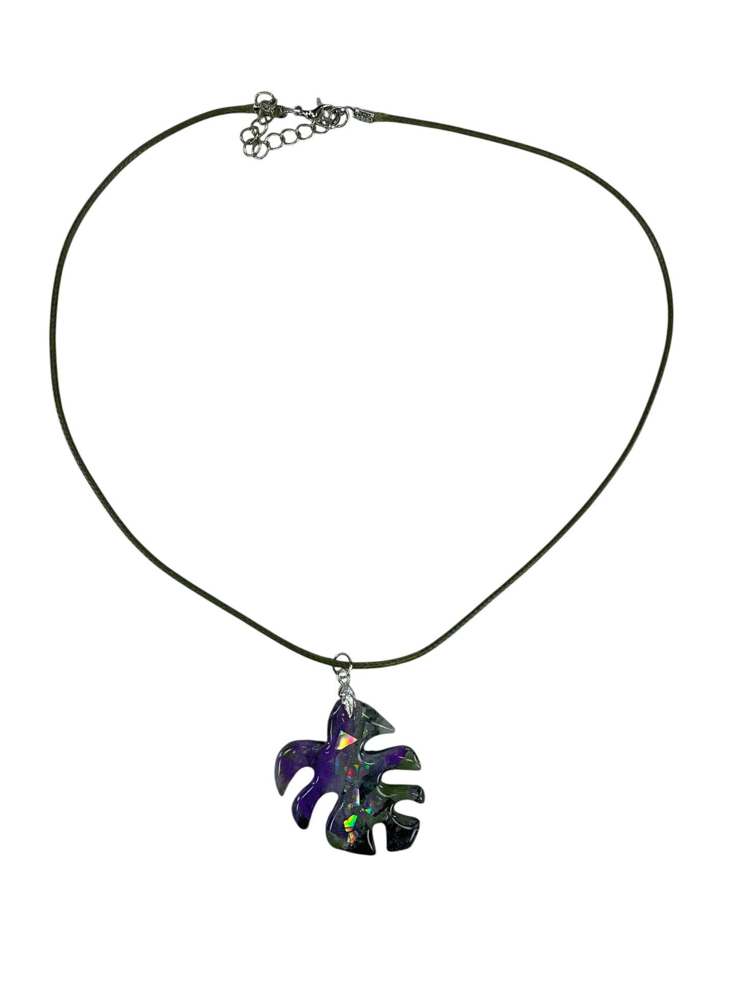 Rich shades of violet, midnight black, and deep forest green Necklace