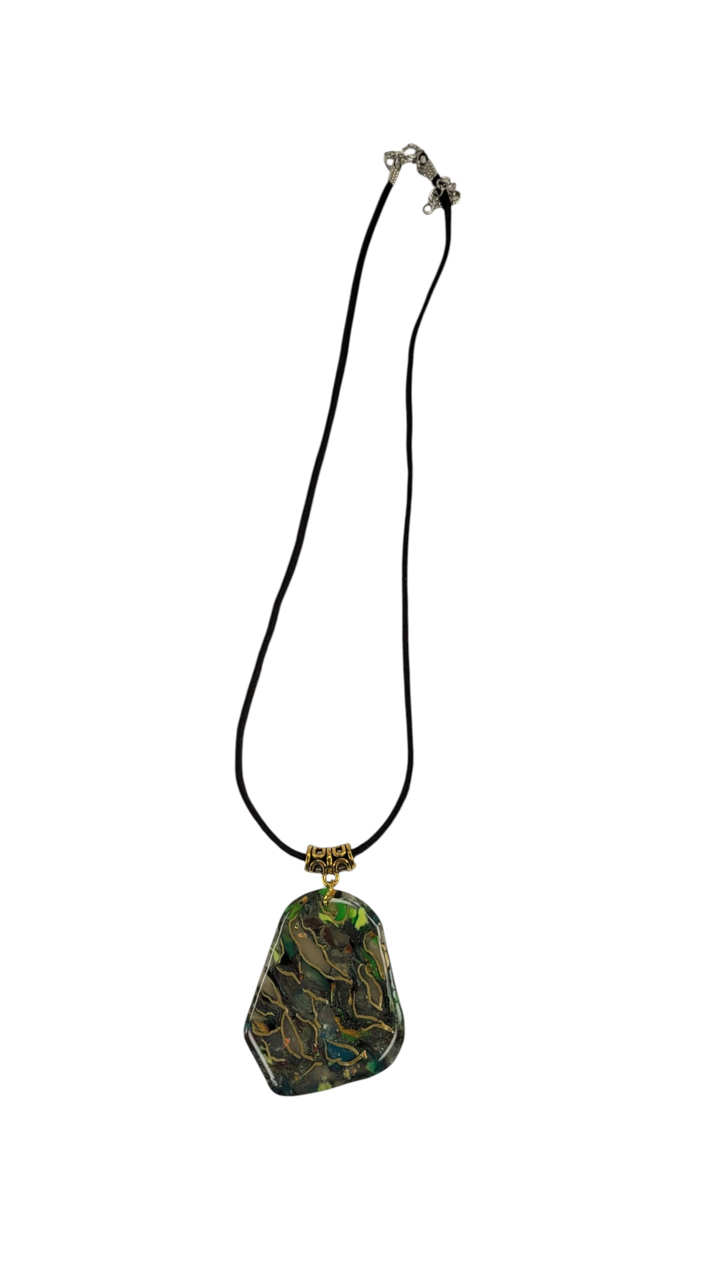 Rich greens with threads of gold Necklace
