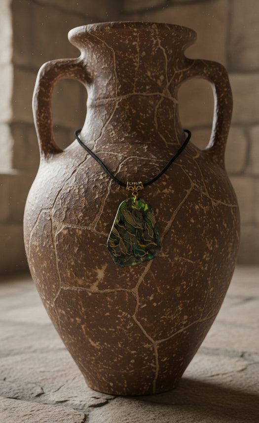 Rich greens with threads of gold Necklace