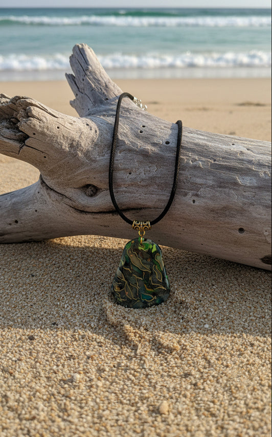 Rich greens with threads of gold Necklace