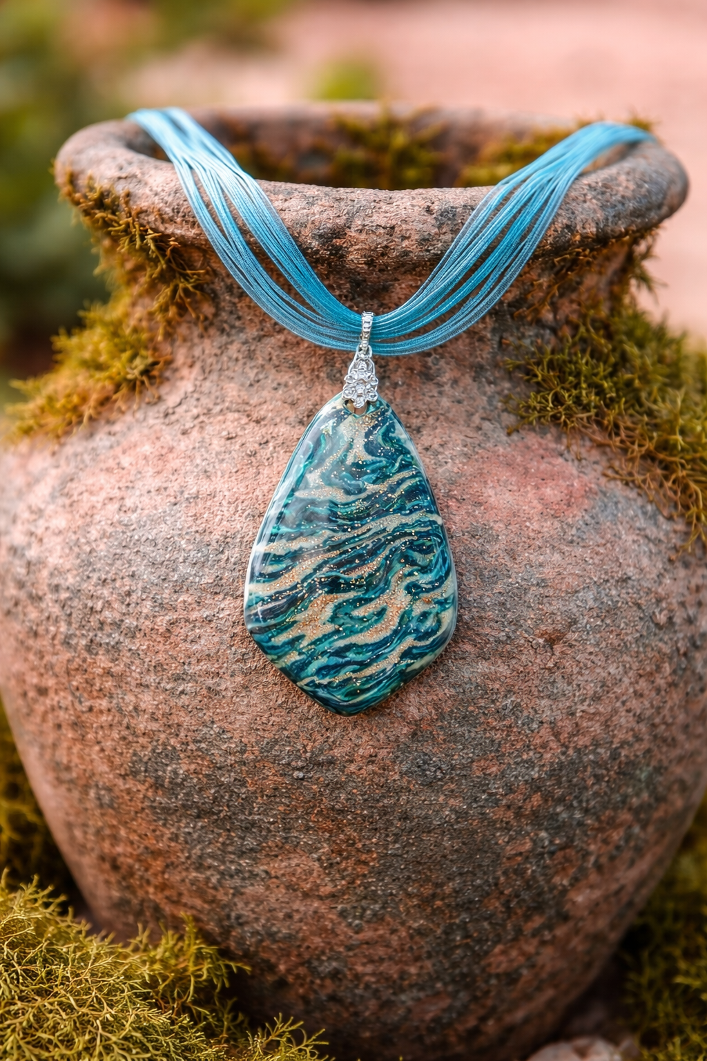 Soft turquoise and deep ocean blue Necklace