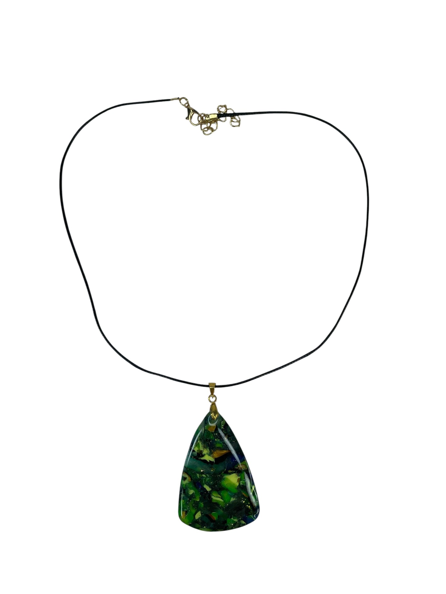 Deep forest with emerald green, moss, jade and blue Necklace
