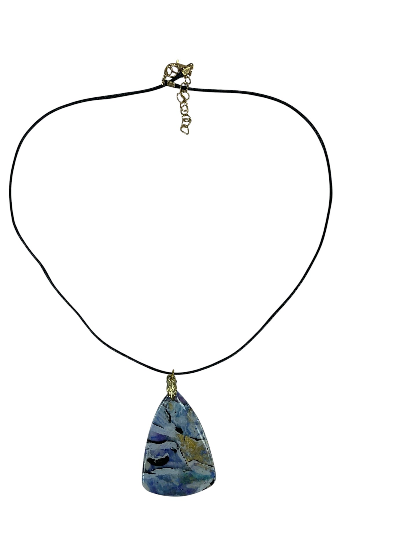 Graceful triangular pendant, marbled shades of icy blue, misty gray, soft lavender Necklace
