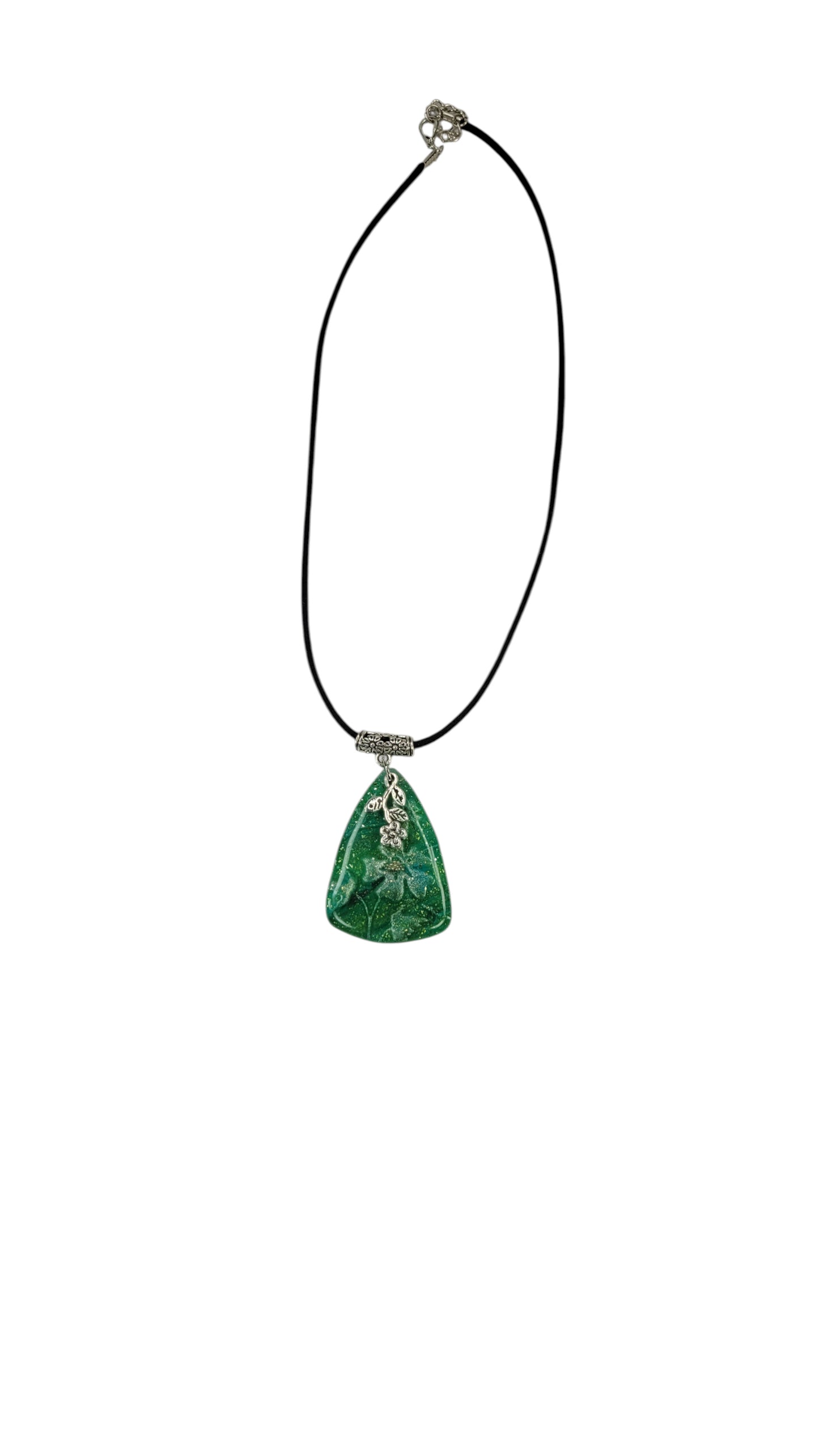 Flower charm on floral background Necklace