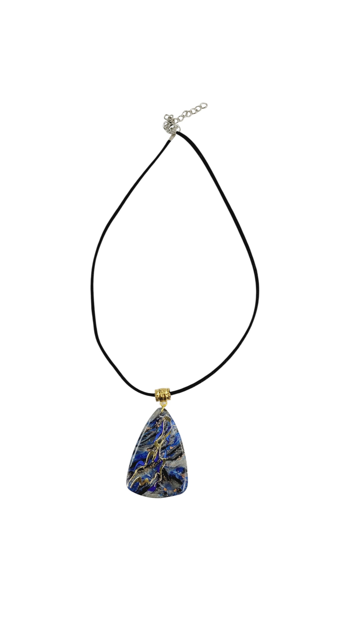 Layers of deep blue, slate, and soft metallic Necklace