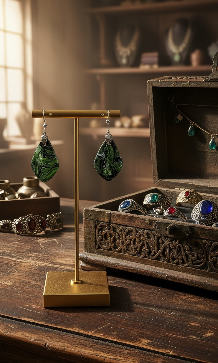Soft teardrop rich forest green Earrings