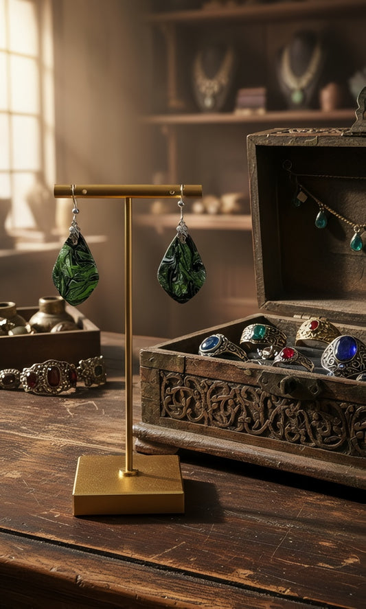 Soft teardrop rich forest green Earrings