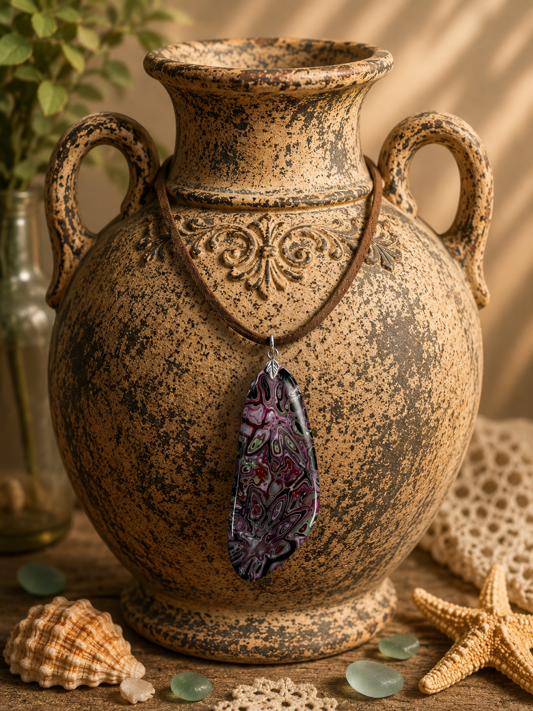 Intricate abstract floral design Necklace
