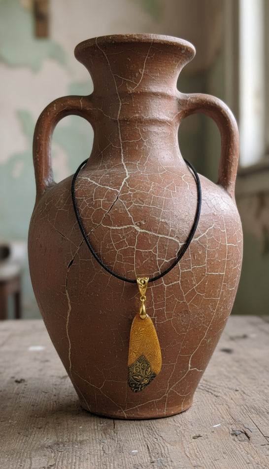Amber and honey glow with delicate pattern Necklace