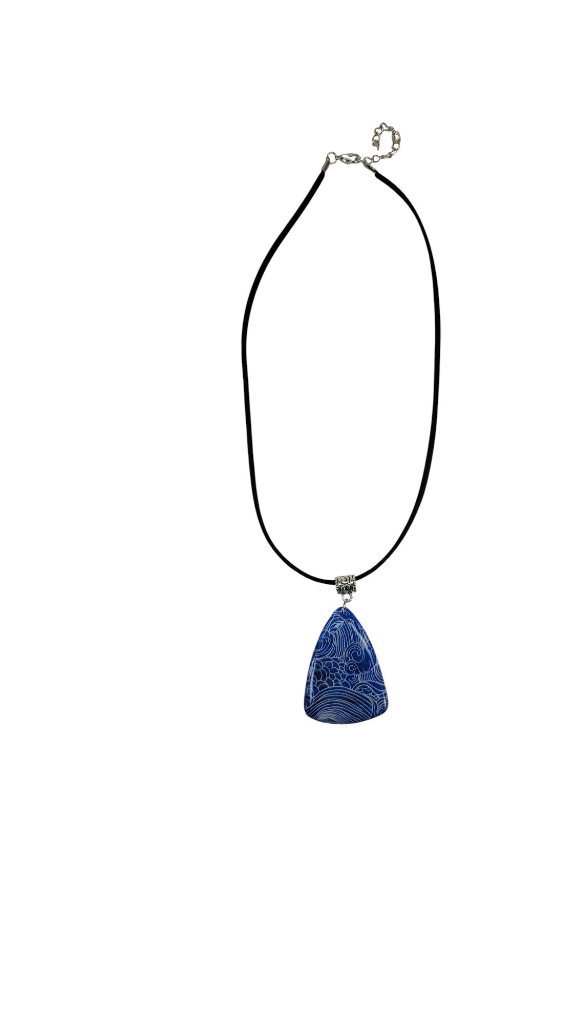 Blue with white pattern Necklace and Earrings SET