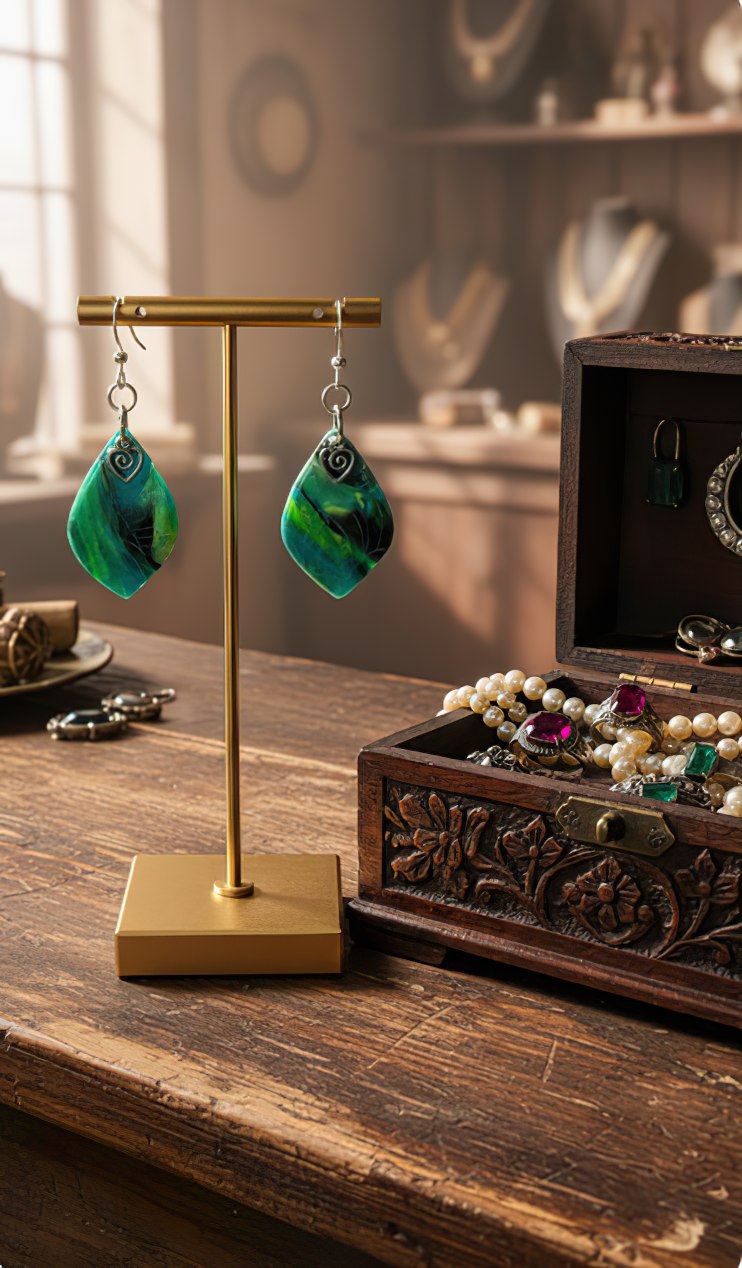 Deep teal and emerald Earrings