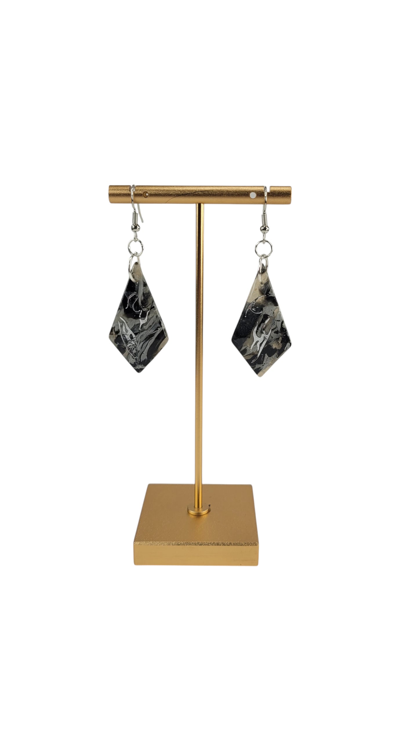 Charcoal and translucent with silver Earrings