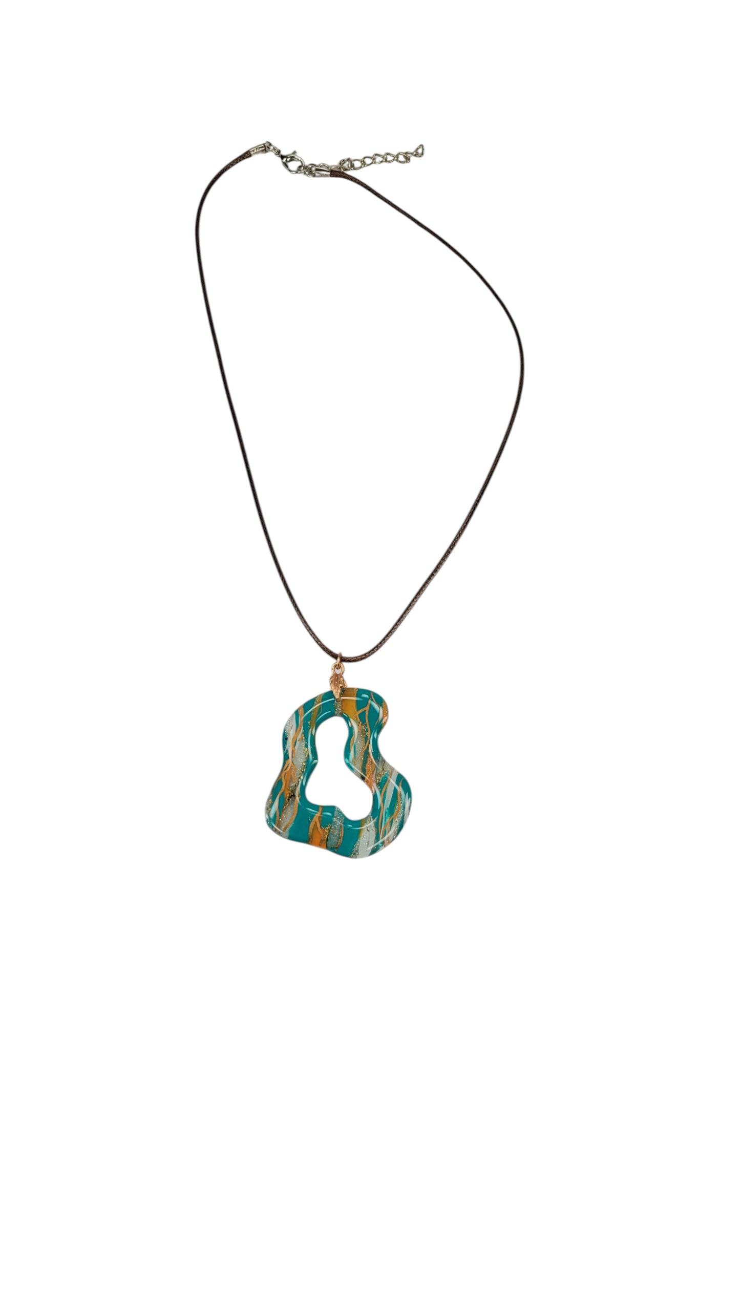 Waves of turquoise and sea-green freeform Necklace