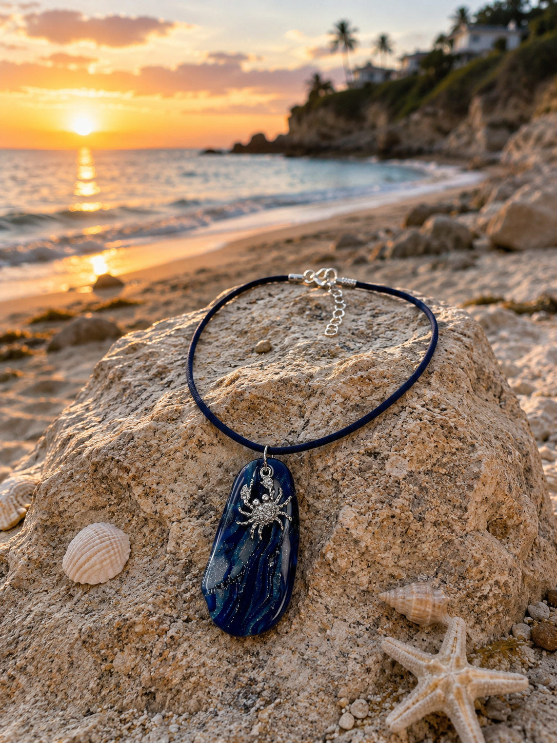 Ocean-inspired pendant with silver-toned crab charm Necklace