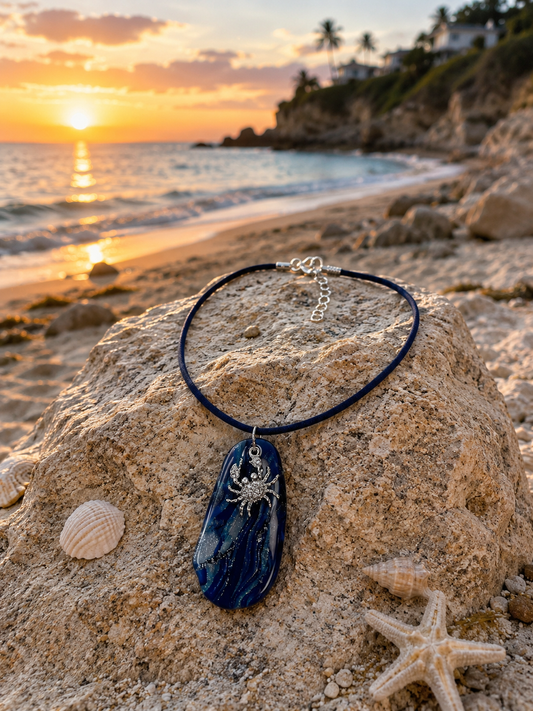 Ocean-inspired pendant with silver-toned crab charm Necklace