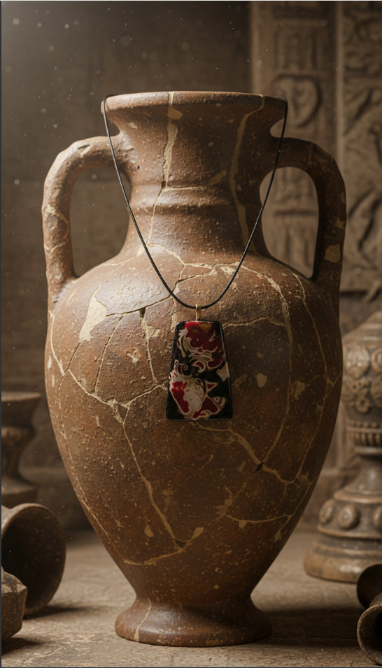 Bold and expressive colors on black background Necklace
