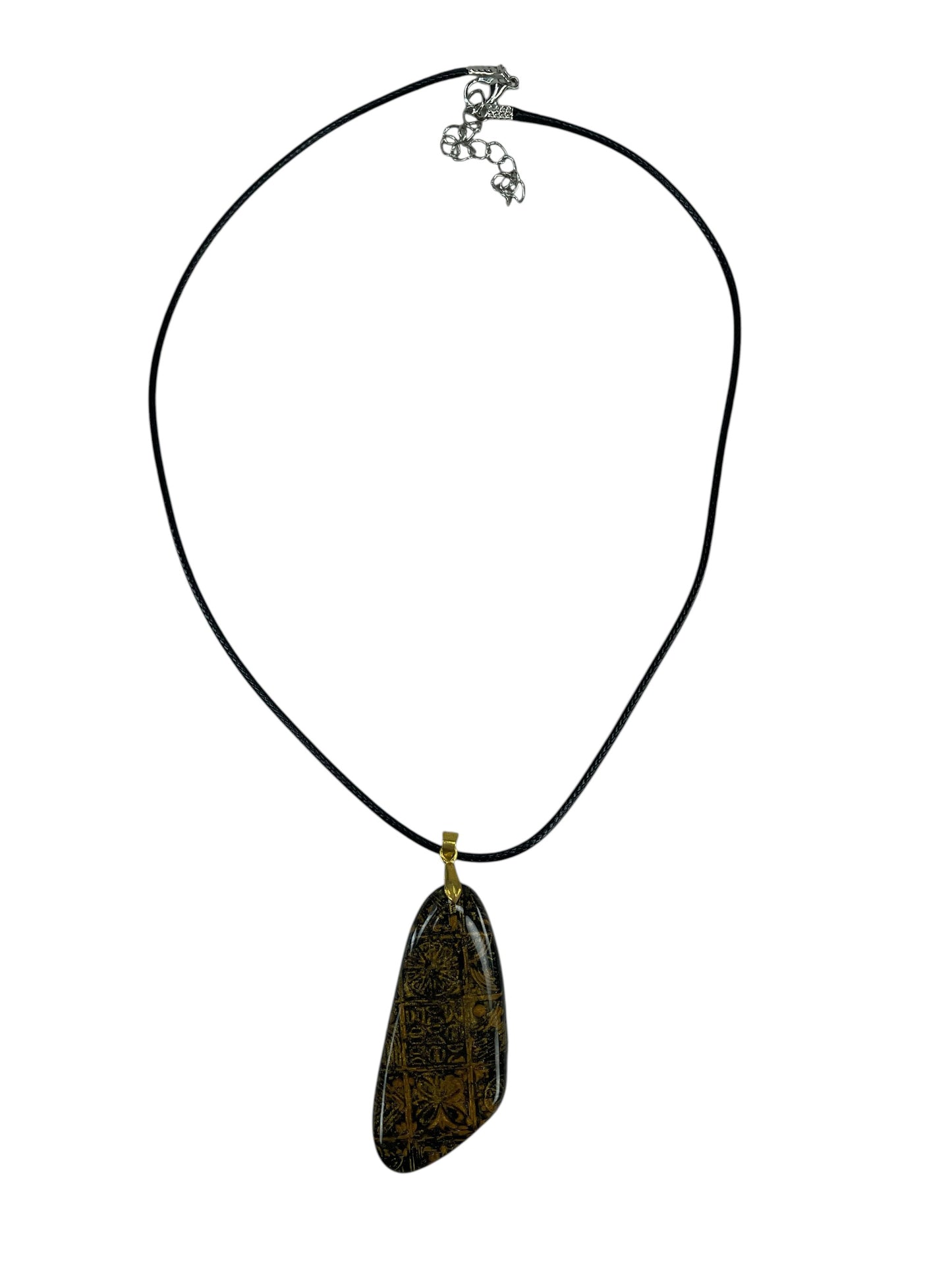 Striking pendant with intricate antique-inspired golden patterns Necklace