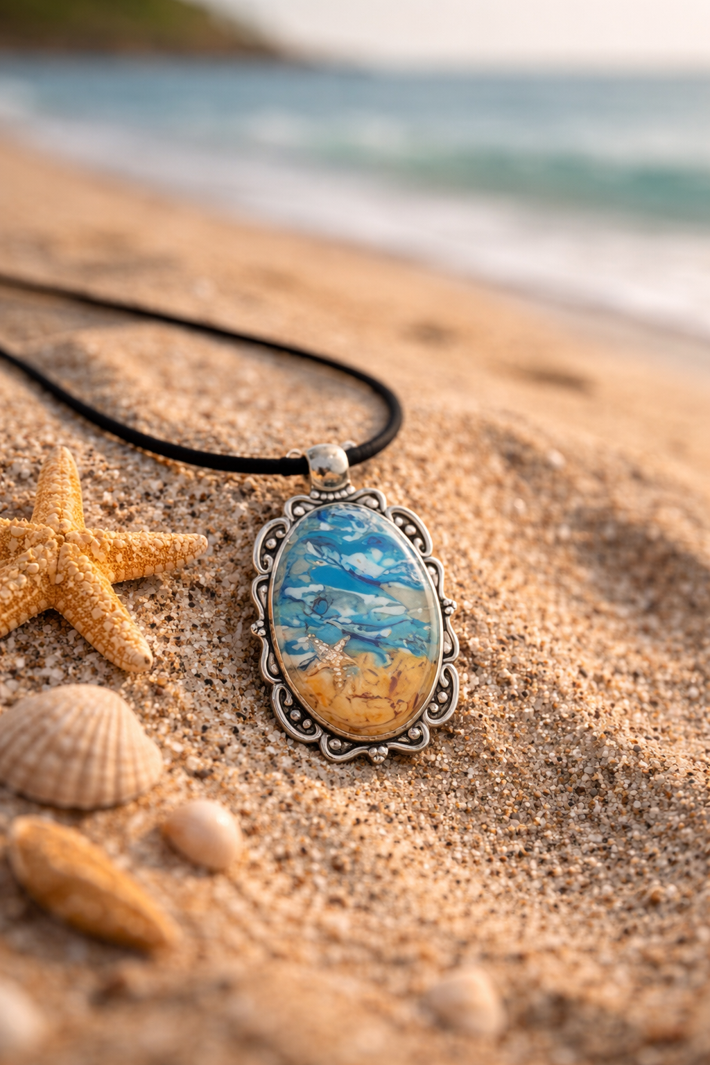 Shoreline and sky meeting in a frame Necklace