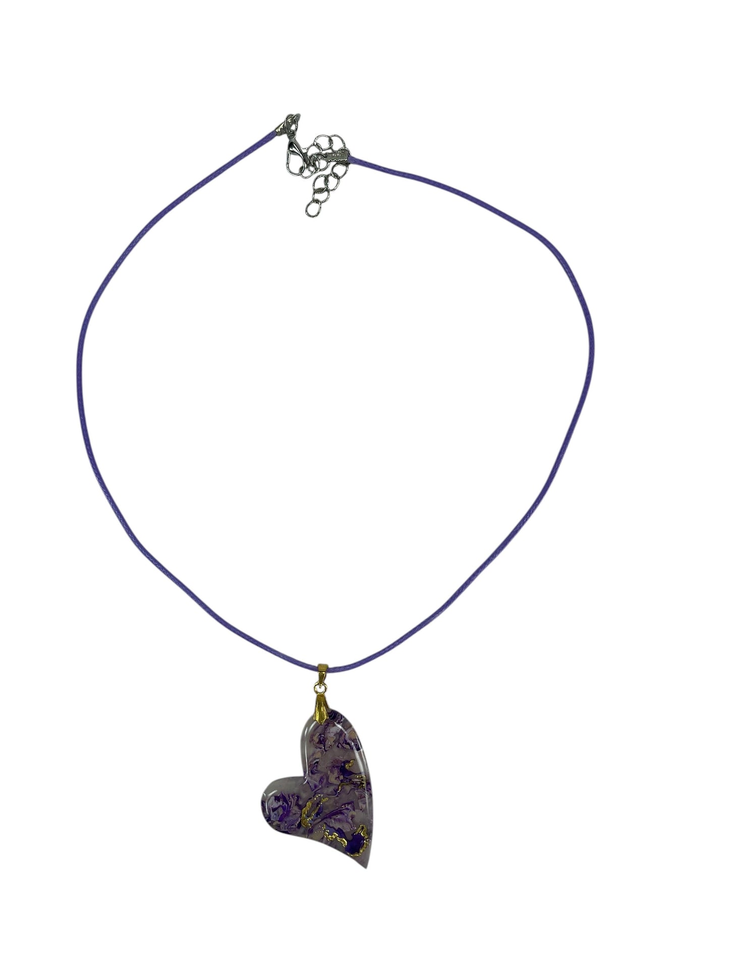 Heart-shaped with lavender, violet, smoky pearl, and deep plum Necklace