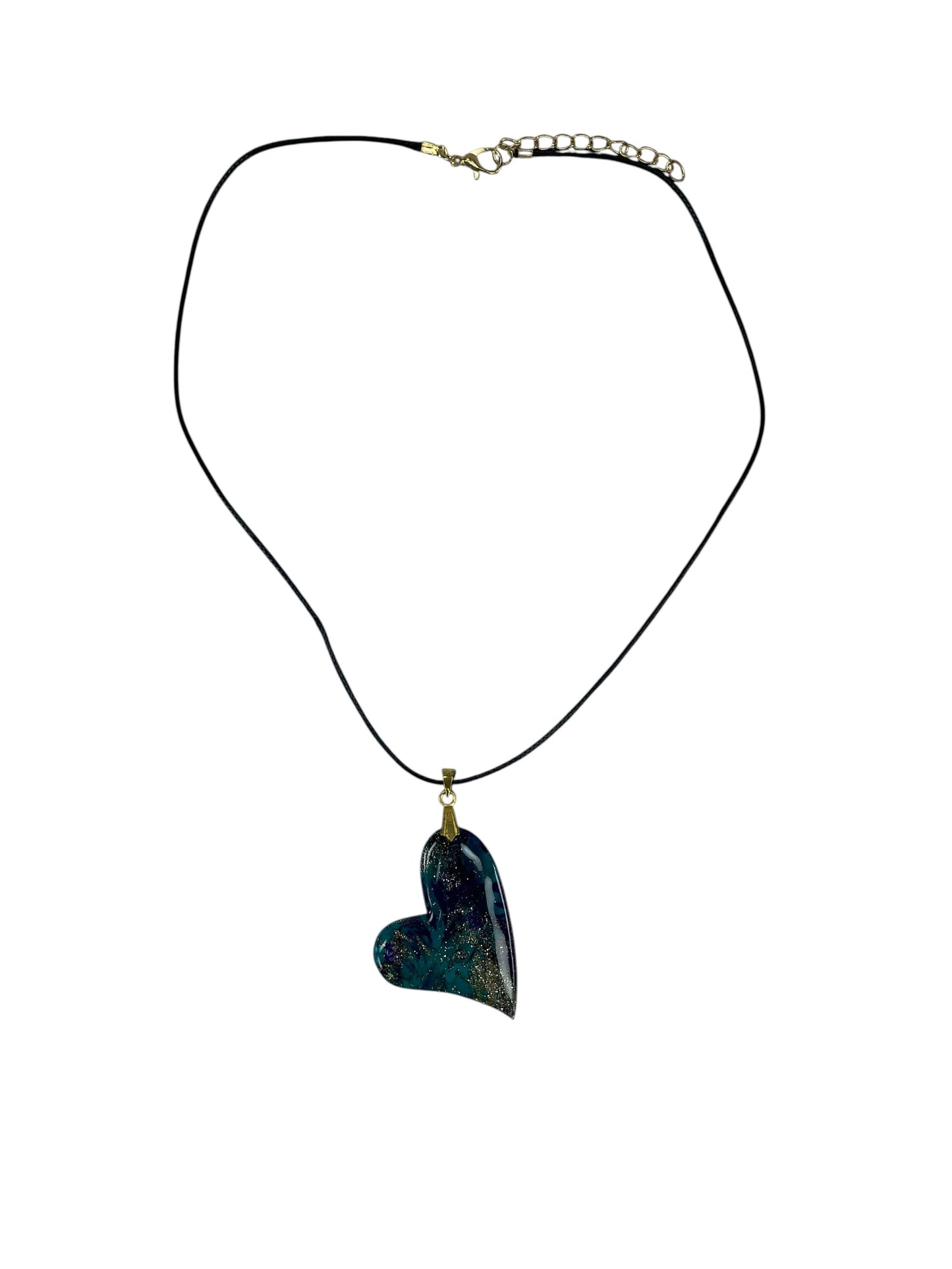 Heart pendant with  shimmering cosmic flecks Necklace