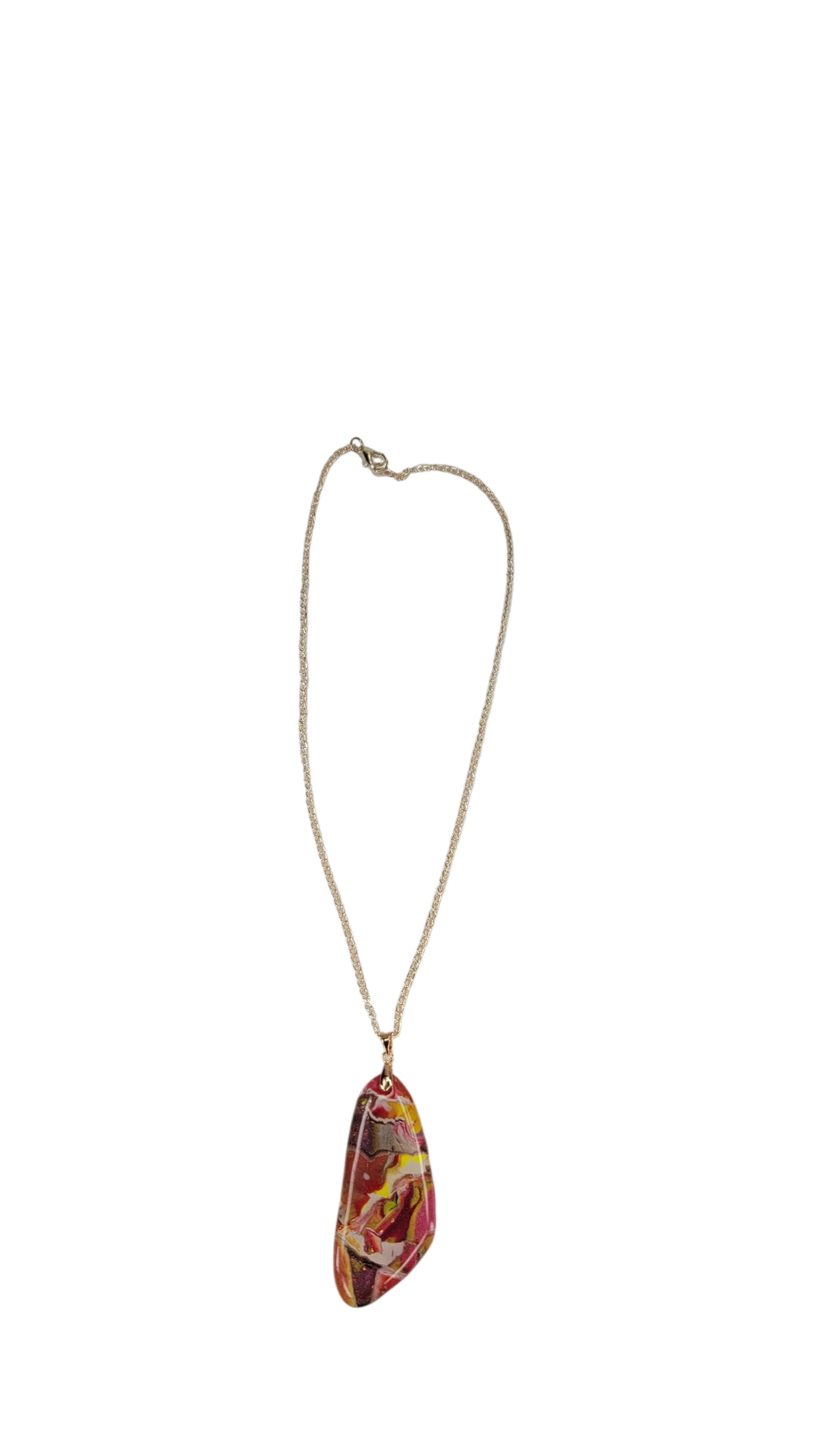 Streaks of crimson, coral, and golden yellow Necklace