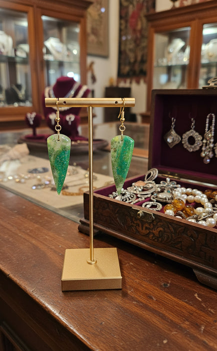 Elongated green translucent drop Earrings