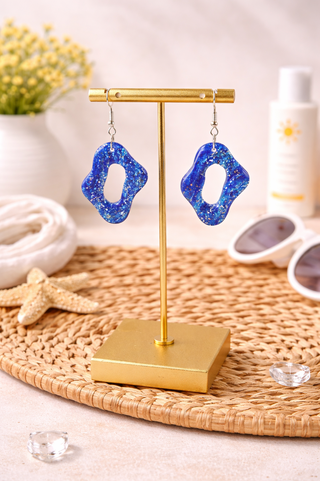 Blue freeform shimmering Earrings