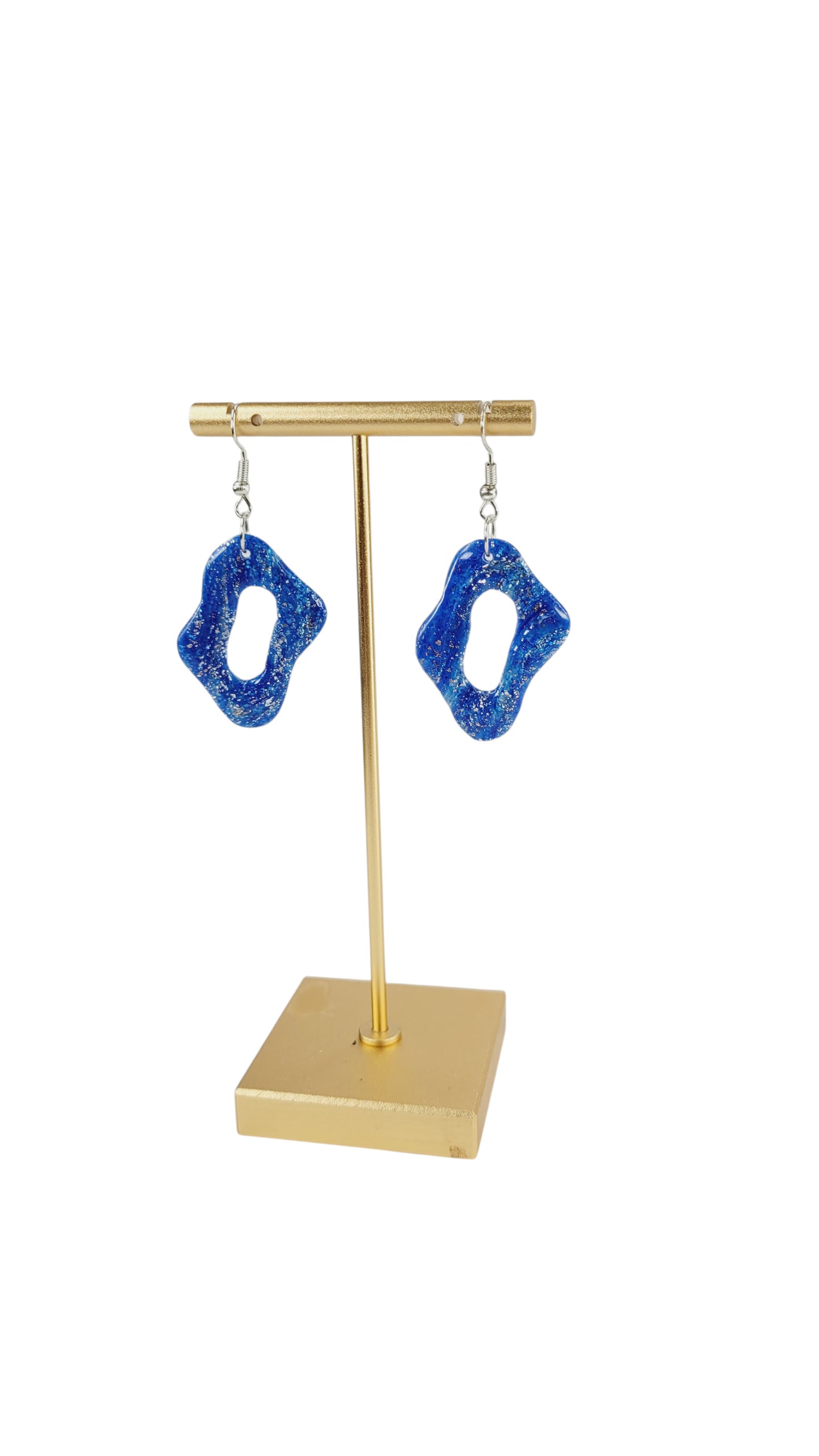 Blue freeform shimmering Earrings