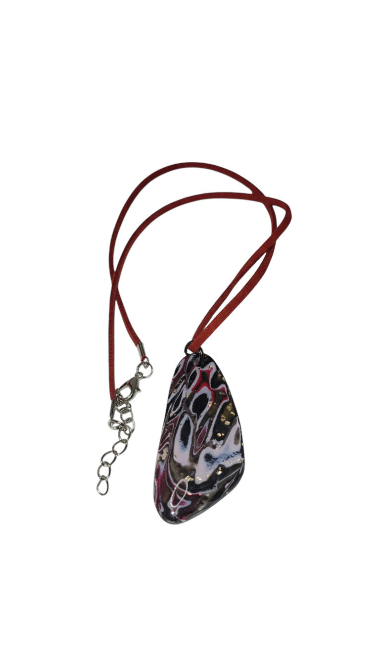 Red and golden abstract Necklace