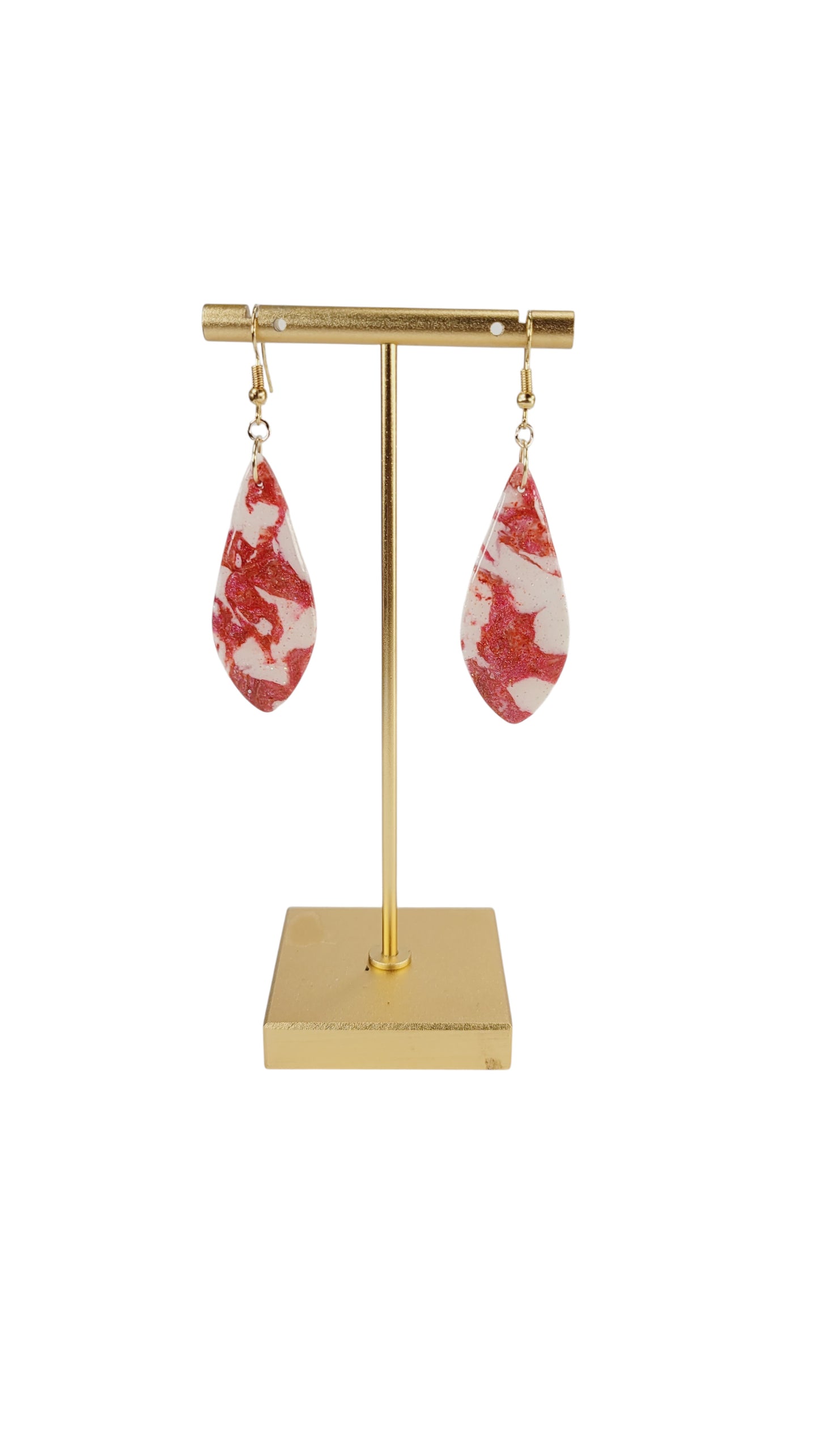 Ivory and shimmery red teardrop Earrings