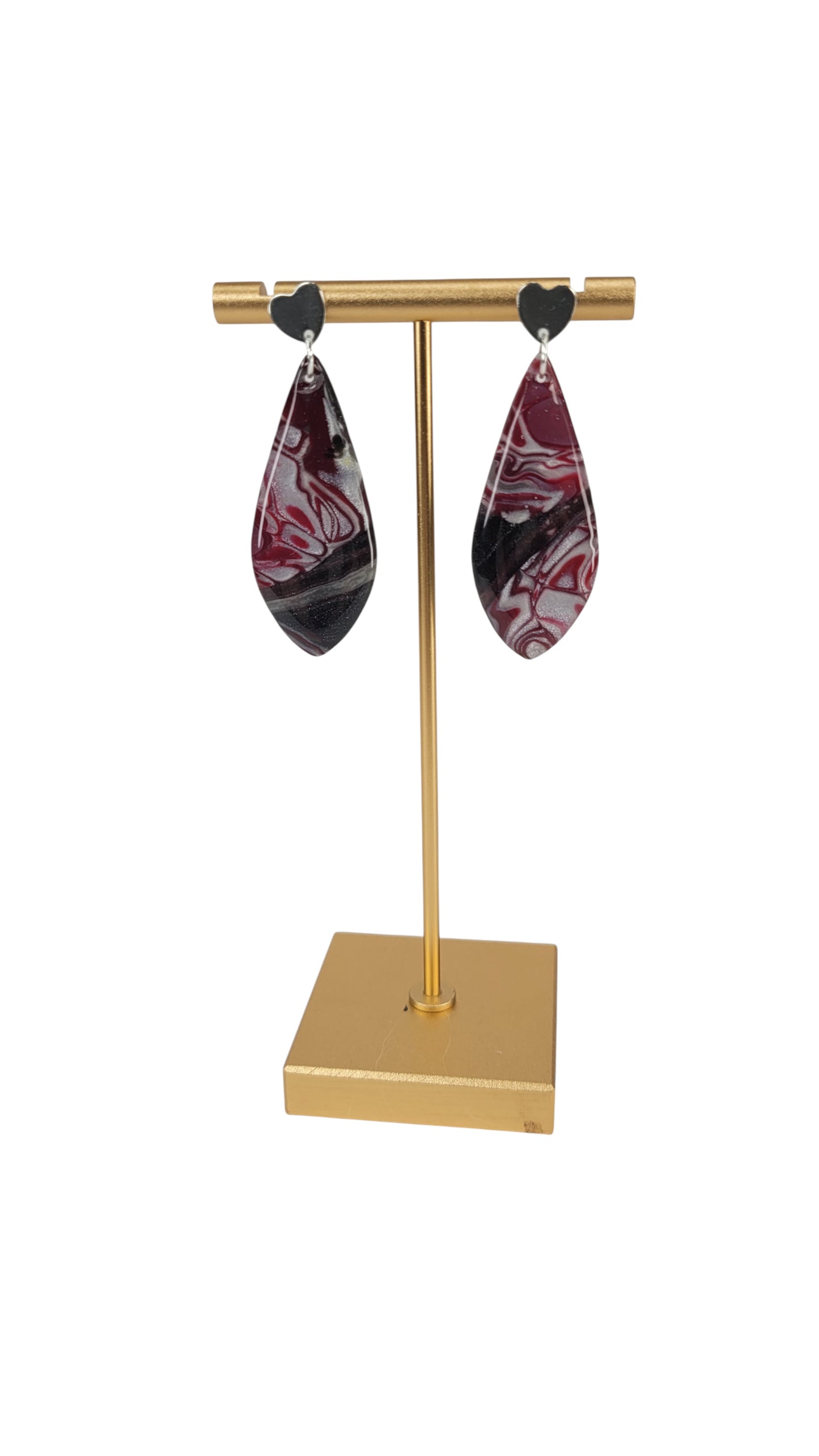 Elongated teardrop Earrings with silver post