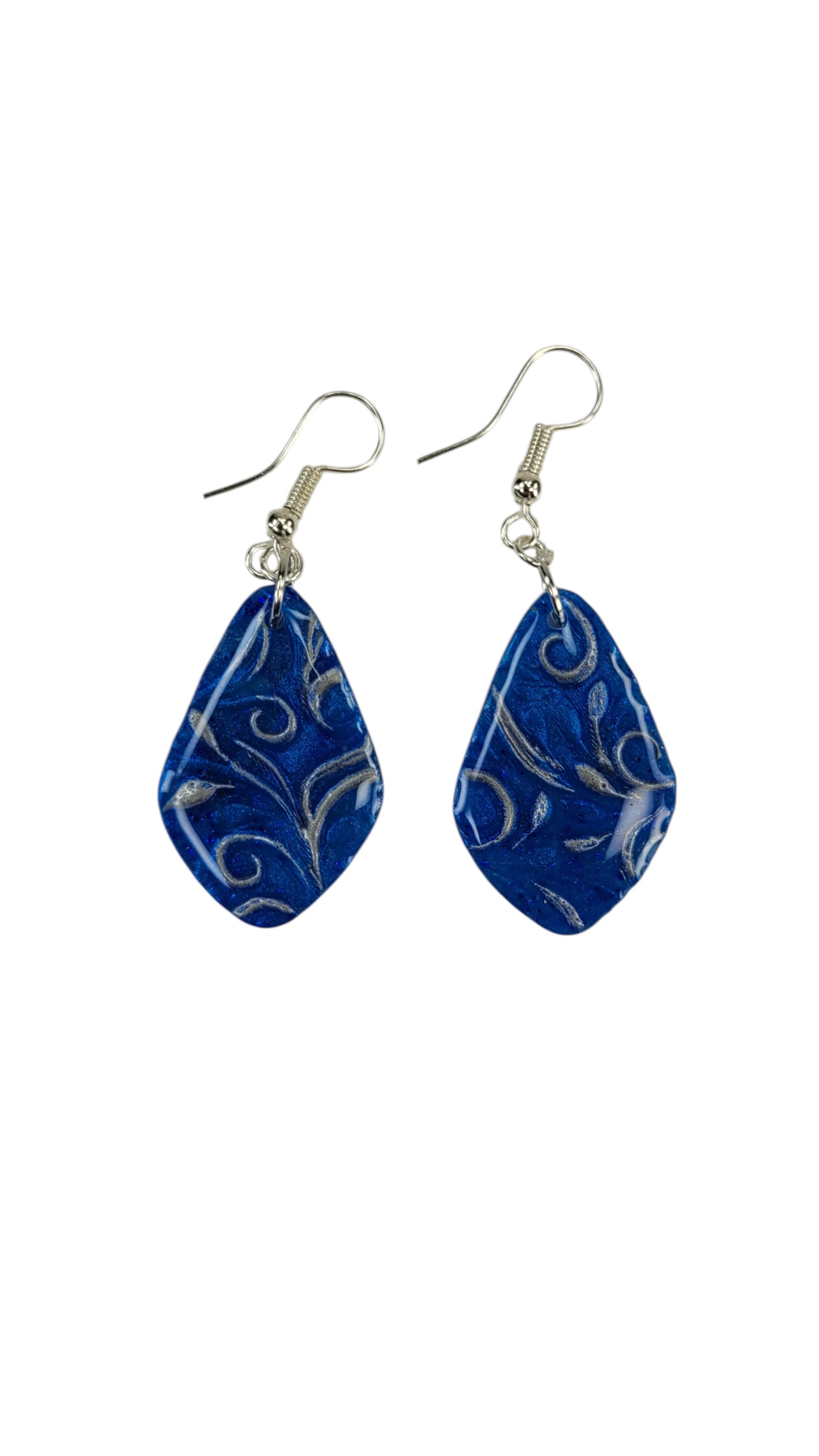 Rich, velvety cobalt blue with silver Earrings