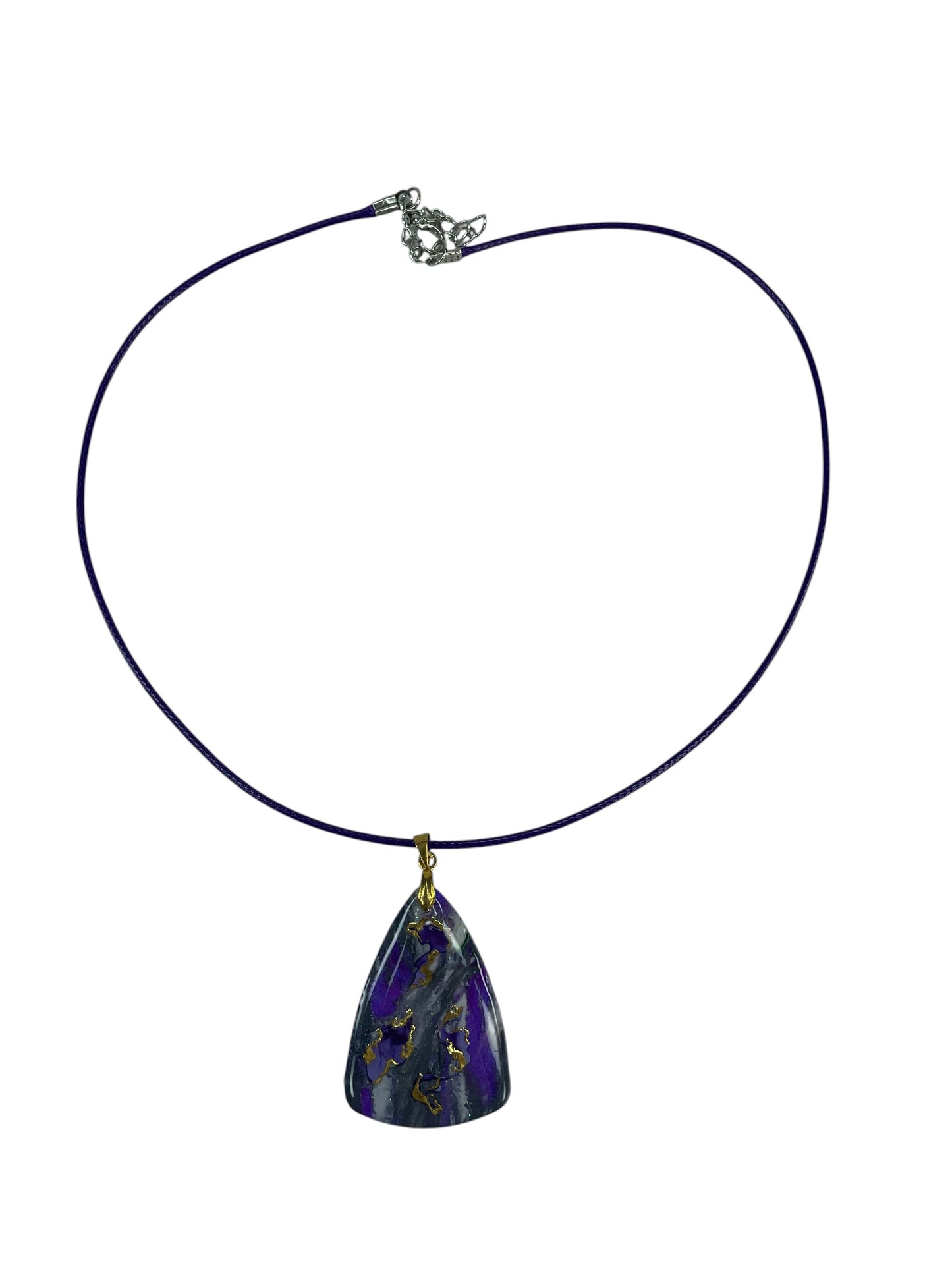 Deep violet, midnight blue, smoky gray and golden streaks Necklace