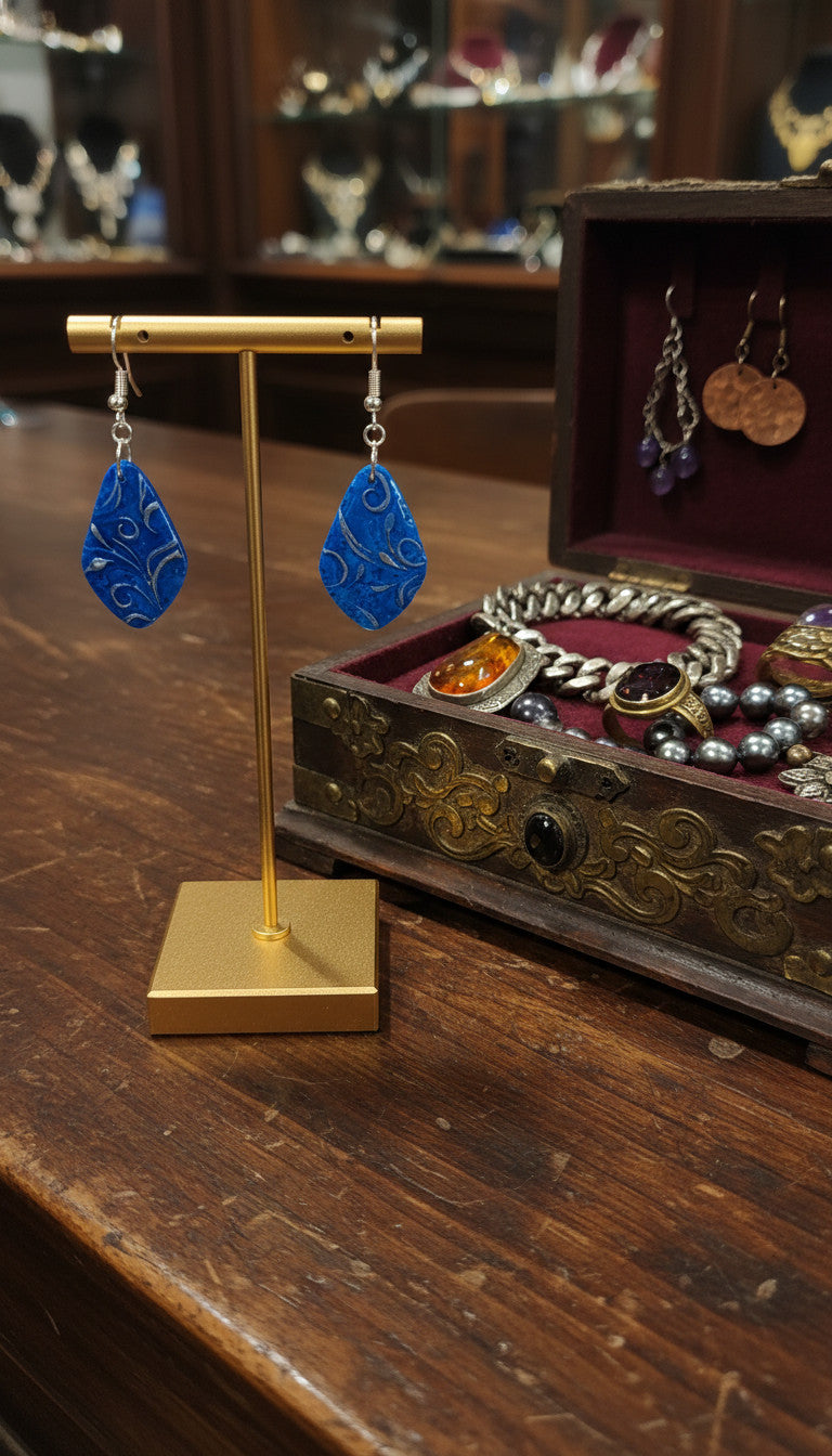 Rich, velvety cobalt blue with silver Earrings