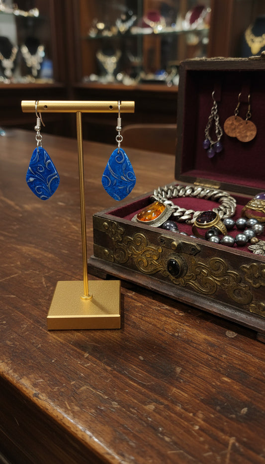 Rich, velvety cobalt blue with silver Earrings