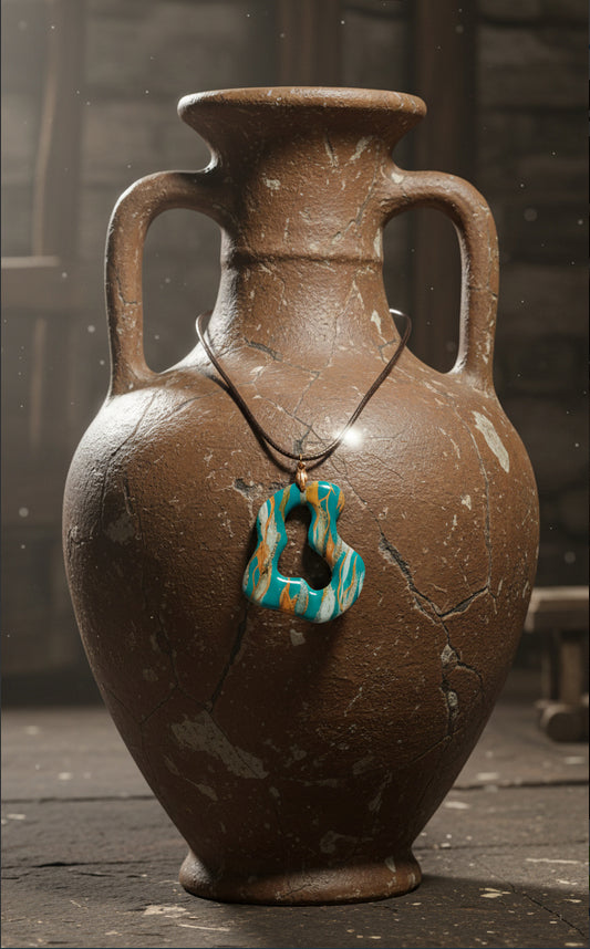 Waves of turquoise and sea-green freeform Necklace