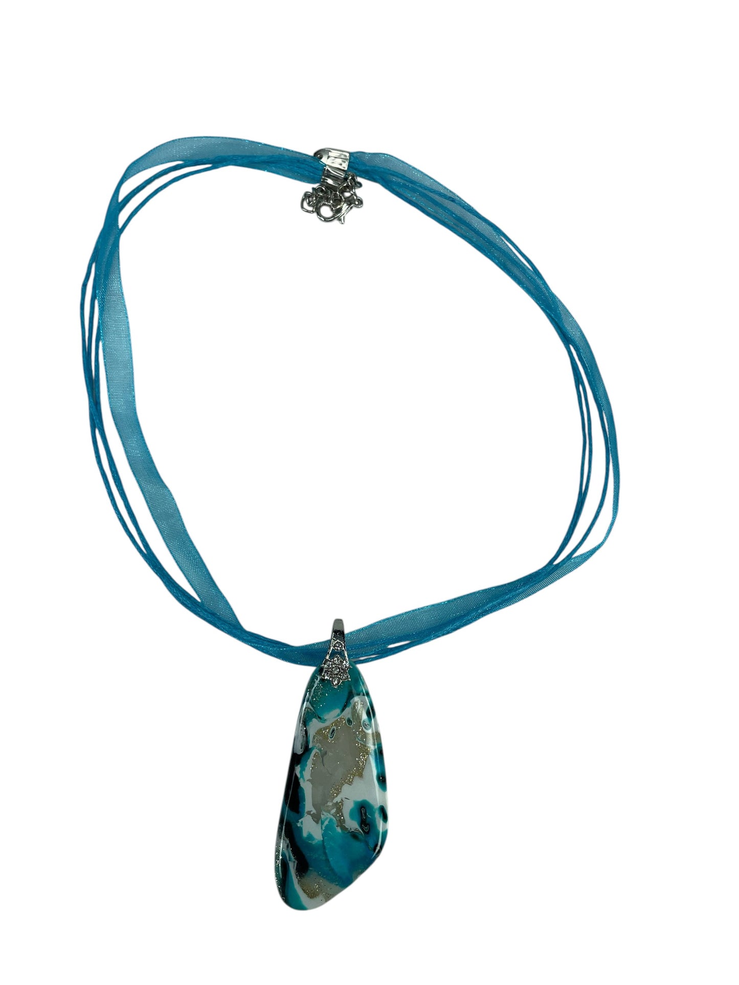 Ocean-inspired swirls of colors, golden shimmer and translucency Necklace
