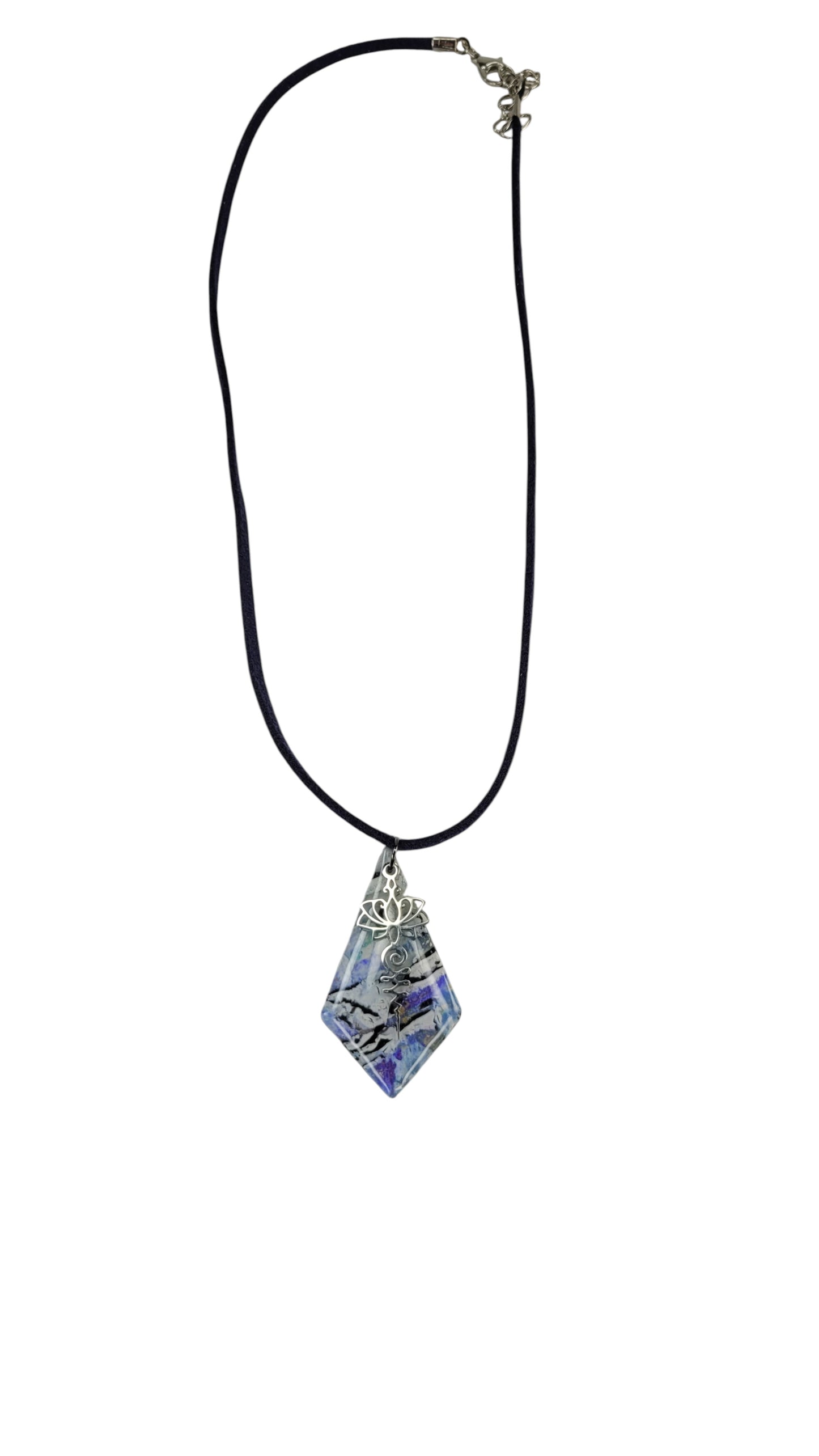 Blue and violet with delicate lotus charm Necklace
