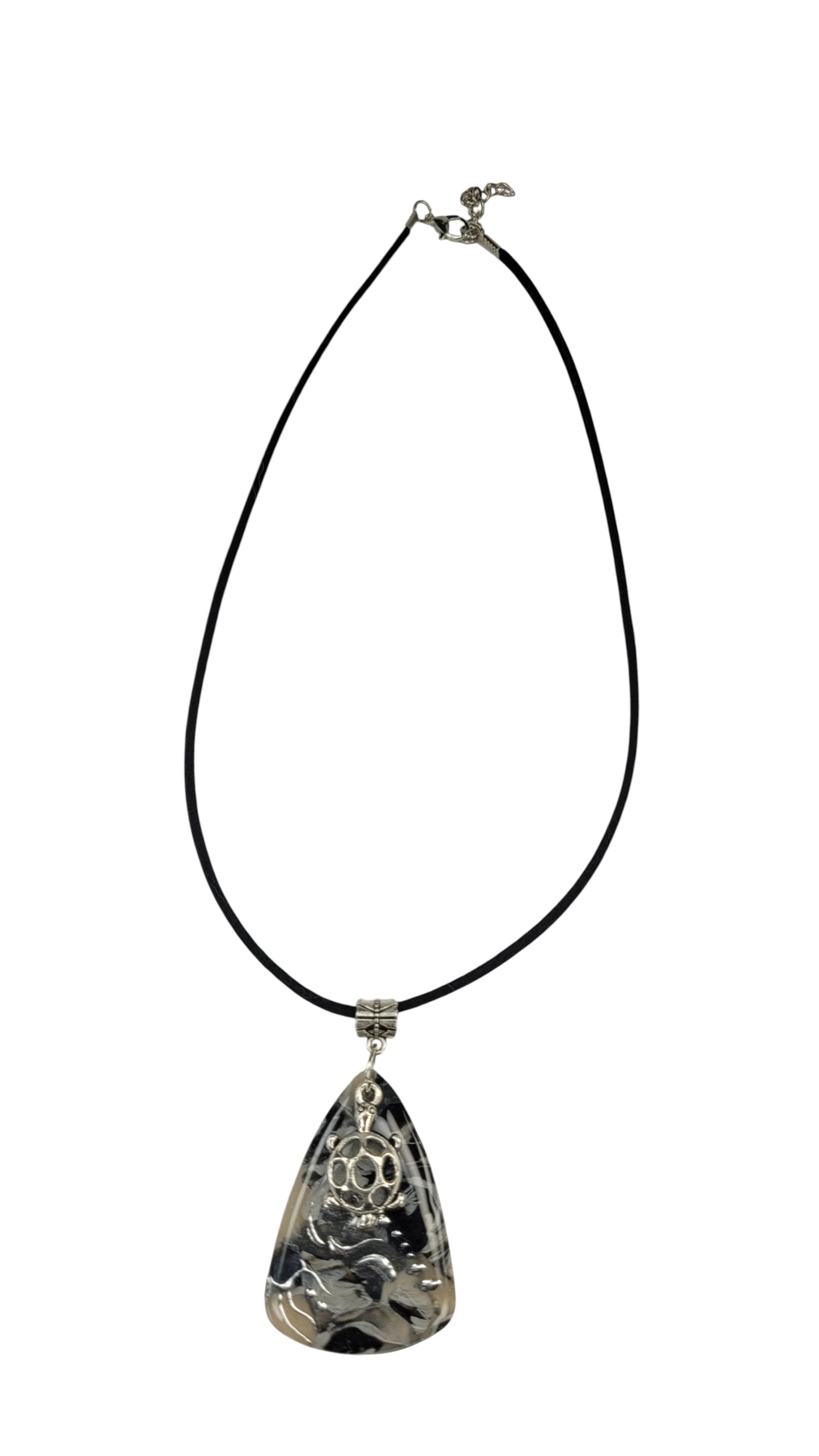 Soft flowing silver lines and turtle charm Necklace