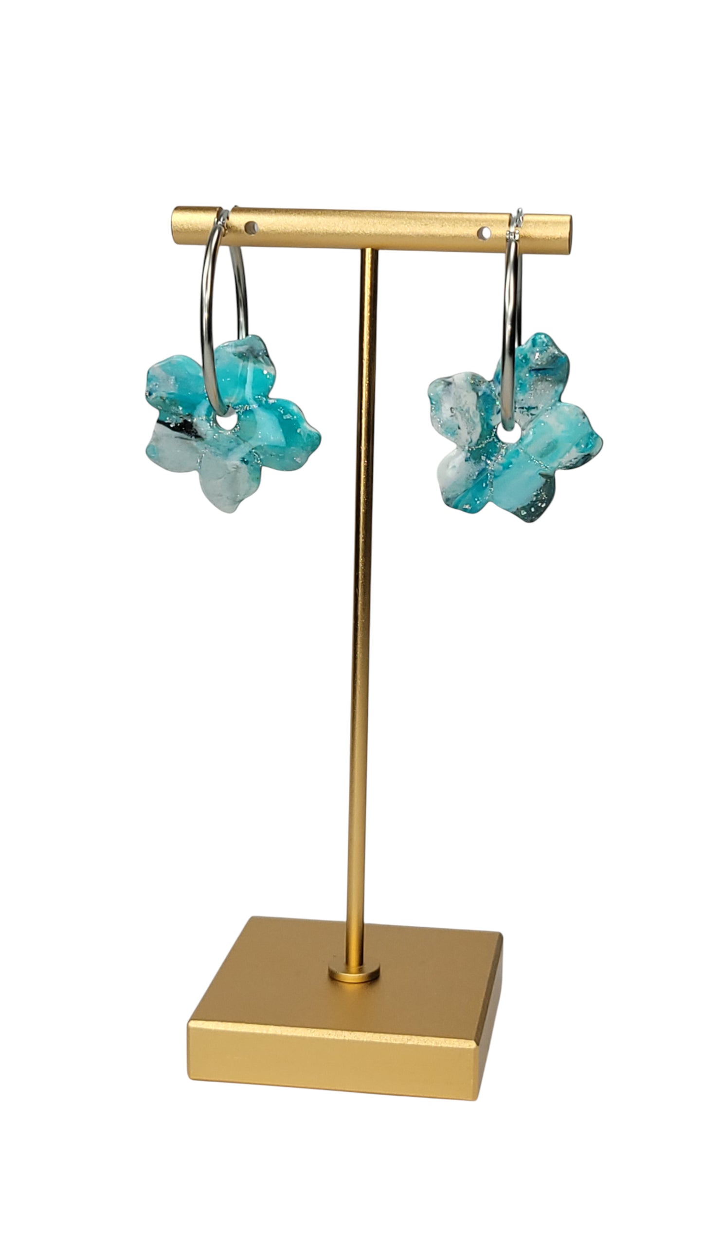 Delicate flower-shaped light blue Earrings